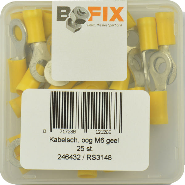 Bofix kabelschoen AMP oog M6 geel (25st)