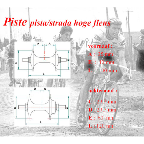 Miche Naafset Pista Strada V+A 36g m hoge-flens flip flop zi.