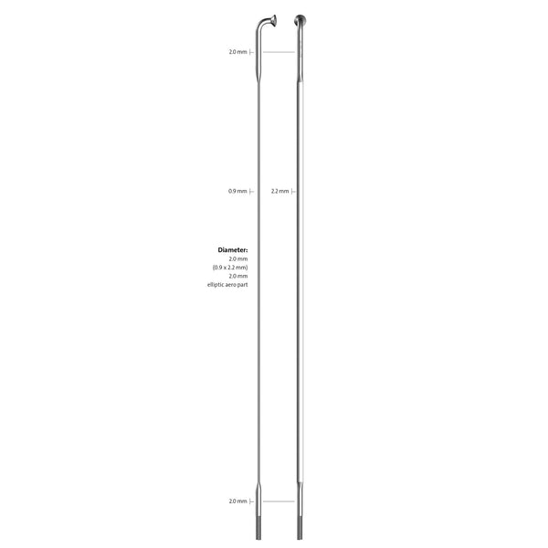 Sapim spaak 14-260 CX-Ray plat zilver met nippel (20st)