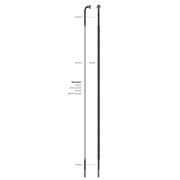 Sapim spaak 14-218 CX-Ray plat zwart met nippel (20st)