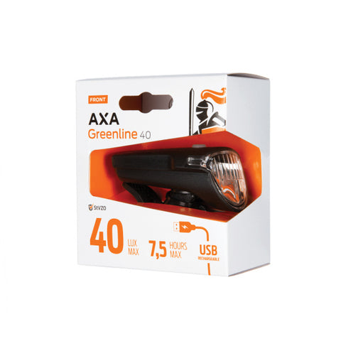 Axa Greenline voorlicht. 40lm, USB oplaadbaar (hangverpakking)