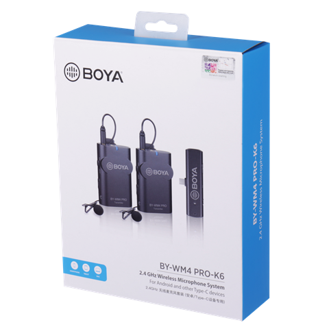Boya 2.4 GHz Duo Lavalier Microphone Sans Fil BY-WM4 Pro-K6 pour Android